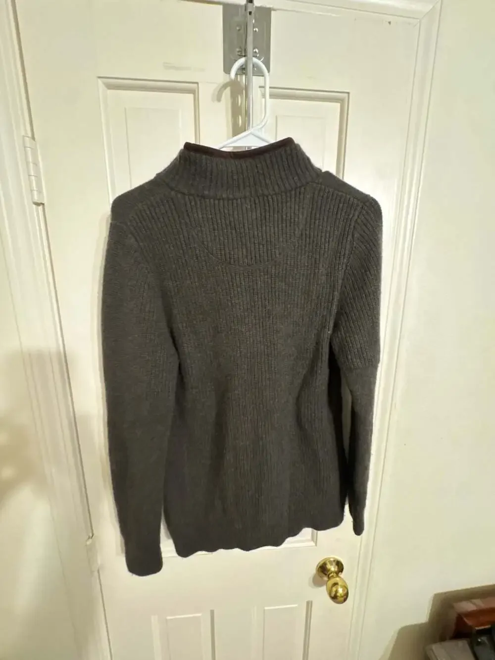 L.L. Bean 100% Merino Lambswool Quarter Zip Pullover Sweater Brown Size M-REG